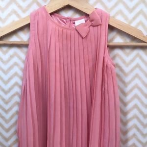 Adorable Pink Dress with Accordion Pleats & Bow